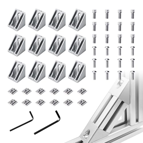 Image of 12pcs 3030 45 Degree Inside Corner Angle Support Bracket, 30x30 Aluminum Extrusion Connector Hardware Accessories T-Slot V-Slot Silver