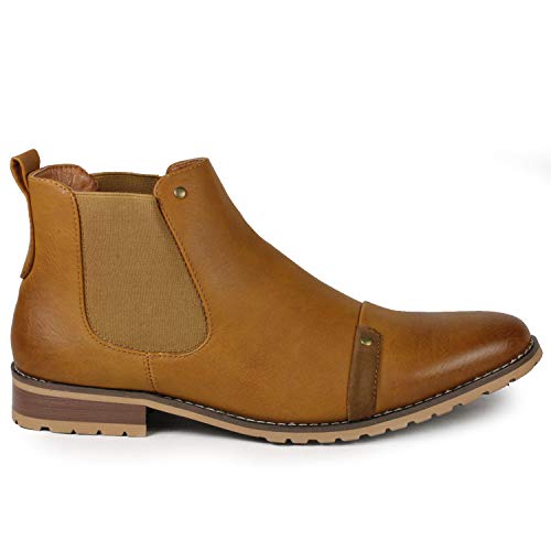 Metrocharm Mc107 Men's Cap Toe Formal Dress Casual Ankle Chelsea Boot (11, Tan) #TOP1