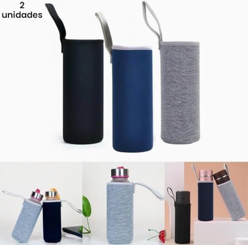 Miniatura 8 de Drhomeam 2 Fundas Térmicas Para Botellas De Agua 1000 Ml, Color Negro