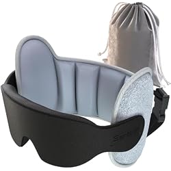 SARISUN Upgraded Travel Pillow, U-Shaped Airplane Headrest with Head Strap for All Heights, 360 Support, 3D Sleep Mask, 100% Light Blocking, Memory Foam, Long Flights Essentials, Stop Bobblehead, Grey