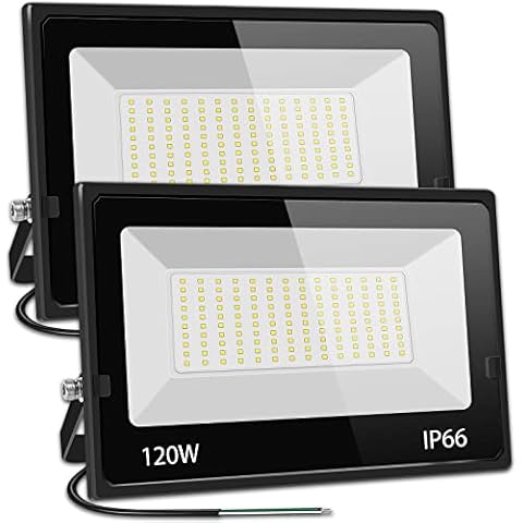 [100% Ture Wattage] 2 Pack 120W LED Flood Lights Outdoor, 27000LM Super Bright Security Light IP66 Waterproof 6000K Daylight White Spot Light Exterior Floodlight Lighting for Yard Backyard House Cover