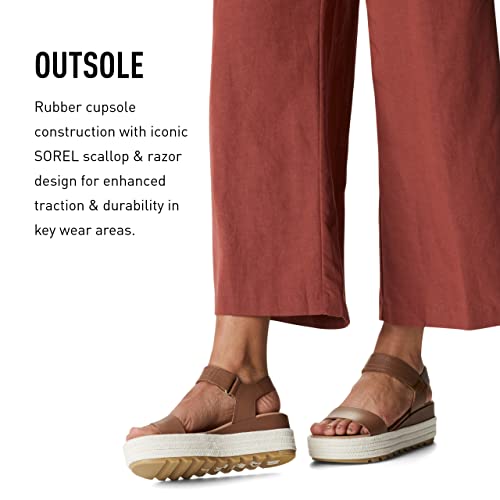 Sorel Women's Cameron Flatform Sandals - Velvet Tan, Chalk - Size 7.5 #TOP5