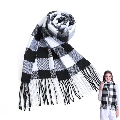 PUERHUACI Schal Kariert Schals Schal Damen Winter Weich und Bequem Schal Herren Winter 35 x 190cm Fransenschal Kariert Warmes