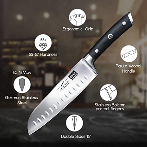 SHAN ZU Couteaux de Chef Santoku German Acier Inoxydable Couteaux de Cuisine - CLASSIC Series