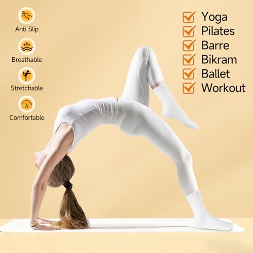 Image of Jspupifip Cute Pilates Socks with Grips for Women Non Slip Grip Yoga Socks Crew Sock for Ballet Barefoot Workout Hospital