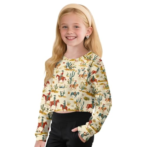 Crop Tops for Girls Long Sleeve Sweatshirts Athletic Pullover Tops Kids Crewneck Fall Clothes 5-14Y