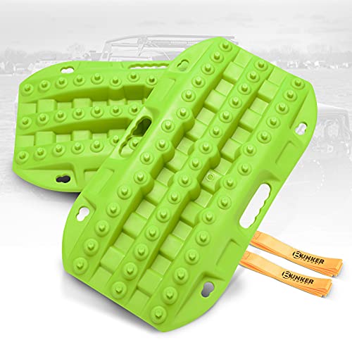BUNKER INDUST Off-Road Traction Boards, 2 Pcs Recovery Tracks Traction Mat for 4X4 Jeep Mud, Sand, Snow Traction Ladder-Green Tire Traction Tool