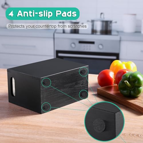 ALELION Black Utensil Holder for Kitchen Counter - 2 Compartment Large Utensil Caddy Organizer for Countertop - Kitchen Tool Holder for Spatula Ladles