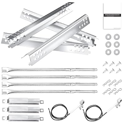 Hisencn Grill Replacement Parts for Charbroil Advantage Series 4 Burner 463344116, 466344116 Gas Grill, Grill Burners Tube, Heat Plate Tent Shield, Adjustable Carryover Tube, G361-0003-W1