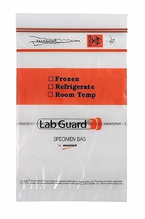 Lab Guard SBL2X69B Polyethylene LDPE/LLDPE Blend Specimen Bag with TearZone Destroyable Biohazard Symbol, Bulk Packaging Pack of 1000