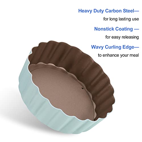 Cggyyz Mini Round Tart Pan With Removable Bottom, Nonstick Mini Pie Pans For Baking, Carbon Steel Quiche Pan Set For Cupcake Muffin Cakes And Desserts, Including 6 Tart Pan And 1 Tart Tamper (Green) #TOP1