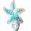 Starfish Night Light Aqua Blue Fused Glass Decorative Accent Coastal Home Décor Wall Plug in Nightlight for Hallway…