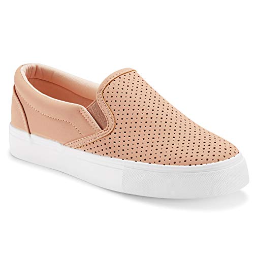 Image of JENN ARDOR Womens Slip On Sneakers Perforated /Quilted Casual Shoes Fashion Walking Flats