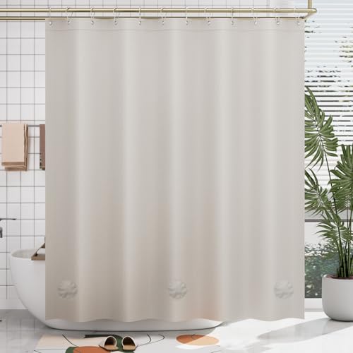 AmazerBath Thick PEVA Shower Curtain - Tan, Waterproof 72x72, Heavy Duty with 3 Weighted Stones and 12 Grommets