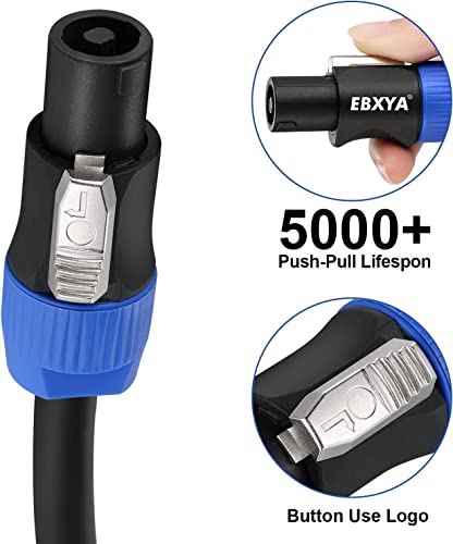 ebxya 3 feet speakon speaker cable 12 gaugeawg - premium speakon to speakon audio cable cord with nl4fx nl4fc connector - 4 conductor