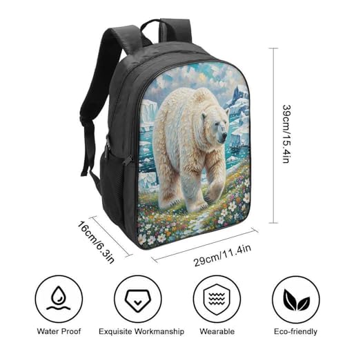 Sac à dos ours blanc à 2 compartiments pour grand étudiant et voyage