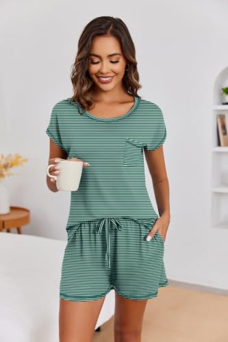 Image of Ekouaer Womens Pajama Sets 2 Piece Pjs Short Sleeve Top and Shorts