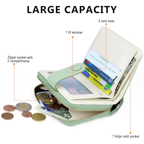 Womens Wallet Cute Small Wallets for Women Green Women's Wallet Kawaii Flower Card Wallets for Women Ladies4