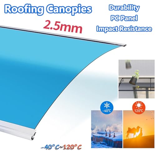 Miniatura 7 de Dtyubfg Marquesina Puerta Exterior Ancho 60 80 100 120 150 Cm, Marquesina Para Puertas Y Ventanas Tejadillo De Protección Lluvia Nieve Viento Protección Solar, Con Fregadero -60x140cm