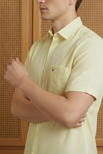 Image of Allen Solly Men's Linen Casual Shirt | Solid | Half Sleeve | Breathable Premium Linen | Summer & Vacation Wear