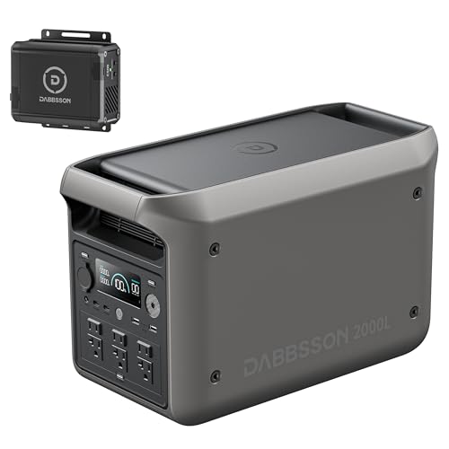 Image of DABBSSON 2000L Solar Generator with Charger S, 2048Wh Semi-Solid LiFePO4, 560W Alternator Charger, 2200W AC x6, P-Boost 3300W, Compact&Lightweight, 1.3X Runtime, Portable Power Station for Camping /RV