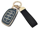 vurbemes TPU Key Fob Cover Case fit for 2019 2018 2017 2016 2015 2014 2013 Hyundai Sonata Tucson Elantra Keyless Entry Key Fob (Blue)