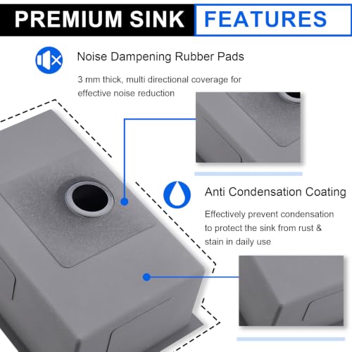 Image of 28 Inch Undermount Kitchen Sink Black, 28x18 Under Mount Gunmetal Black Stainless Steel 16 Gauge 9 Inch Deep Single Bowl Kitchen Sink with Strainer