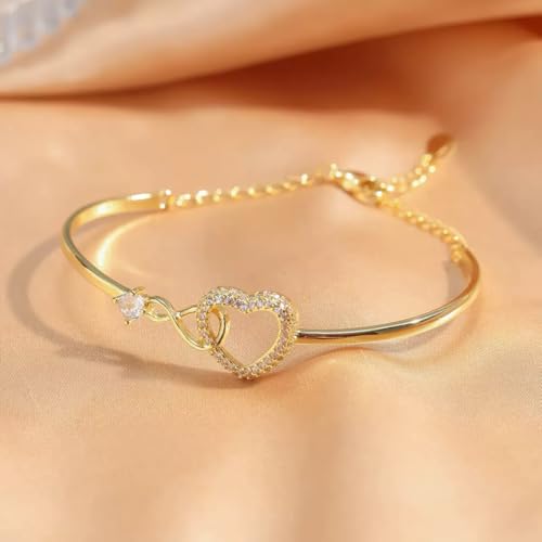To My Daughter Forever Connected Bracelet,Infinity Love Cuff You Are Always In Mine Heart Cubic Zirconia Bracelet from Mom, Adjustable Inspirational Gift Jewelry for Daughter2
