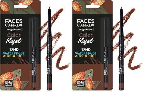 Image of FACESCANADA Magneteyes Color Kajal - Brown Comfort 03, 0.30G | Highly Pigmented Kohl | 12 Hr Long Stay | Matte Finish | Single Stroke Glide | Water Proof | Smudge Proof | Almond Oil Enriched - Pencil