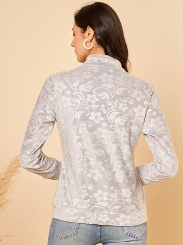 Image of Modeve Floral Printed Stand Collar Lightweight Tailored Jacket