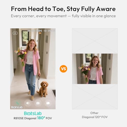 BOTSLAB 2K Doorbell Camera Wireless with Head-to-Toe View, No Monthly Fee, Video Doorbell with 2-Way Audio, Human Detect - Additional View