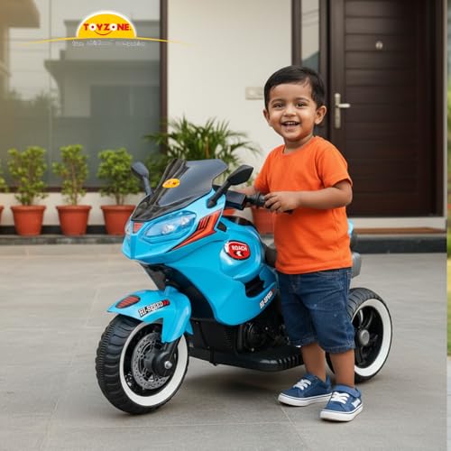 Image of Toyzone Impex Pvt Ltd Roach Ev Mbike Blue | Rechargeable Bike 6V | Powered by 6.5 Ah Battery | Music Player with Bluetoooth & USB | 6 Month Battery Warranty | Make in India | for Kids 2+ Years