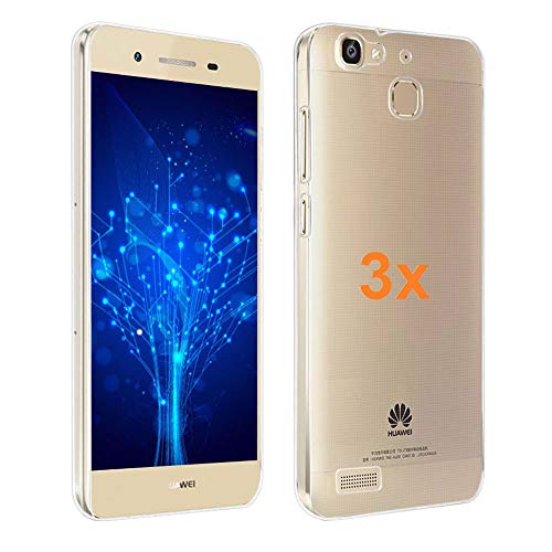 REY Pack 3X Cover in Gel TPU Trasparente per Huawei GR3 - Huawei P8 Lite Smart, Ultra Sottile 0,33 mm, Morbido Flessibile, Custodia Silicone
