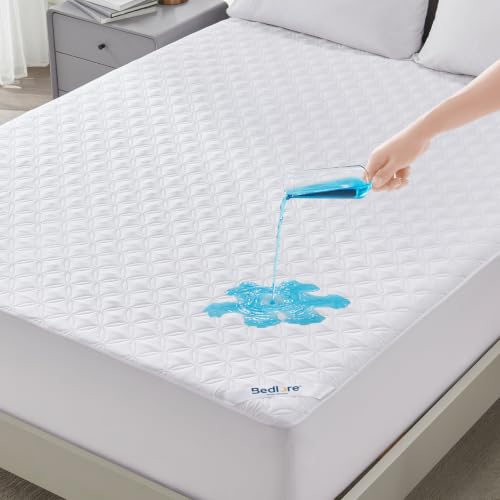 Image of BEDLORE Waterproof Mattress Protector, Full Size, Deep Pocket, Eco-Friendly, Waterproof, Stain Protection, Washable, White