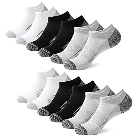 YOJOOM Trainer Socks Mens Womens 6 Pairs Ankle Socks Cushioned Sports Socks for Men Women Cotton Breathable Cushion Running Socks Ladies Casual Nonslip Ankle Athletic Socks (Mixed 6 pairs, 3-7) Cover