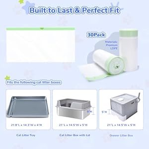 Litter Box Liners Compatible with Pet Scoop free Self-Cleaning Box 30 Count Drawstring Cat Litter Waste Bags for Reusable Tray - Disposable Tray Refills, Tear-resistant - Leak-proof Cat Poop Bags Litter Box Liners Compatible with Pet Scoop free Self Cleaning Box 30 Count Drawstring Cat Litter Waste Bags for Reusable Tray Disposable Tray Refills Tear resistant Leak proof Cat Poop Bags