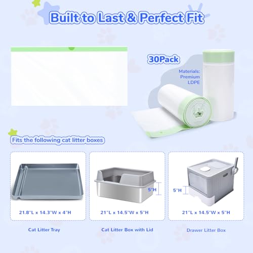 Litter-Box-Liners-Compatible-with-Pet-Scoop-free-Self-Cleaning-Box-30-Count-Drawstring-Cat-Litter-Waste-Bags-for-Reusable-Tray-Disposable-Tray-Refills-Tear-resistant-Leak-proof-Cat-Poop-Bags Litter Box Liners Compatible with Pet Scoop free Self Cleaning Box 30 Count Drawstring Cat Litter Waste Bags for Reusable Tray Disposable Tray Refills Tear resistant Leak proof Cat Poop Bags