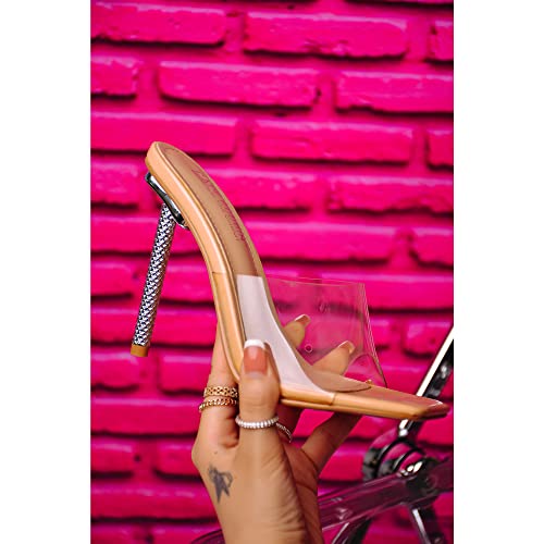 Cape Robbin Leeya Clear Stiletto High Heels For Women, Square Toe Transparent Slip On Heels For Women - Nude Size 8.5 #TOP1