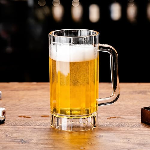 Plastic Pint Glasses Set of 2, 620ml Beer Mugs with Handles, Reusable Drinking Glasses Beer Stein for Club, Bar & Party - Image 5