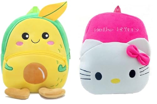Image of blue tree Cute Boy's and Girl's Plush Bag Medium Quality Full Embroidery Designs Mini Travel Backpack Mango (Mango-Hello kitty)