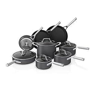 Ninja C39600 Foodi NeverStick Premium Hard-Anodized 13-Piece Cookware Set, Guaranteed to Never Stick, Nonstick, Durable, Oven Safe to 500°F, Grey