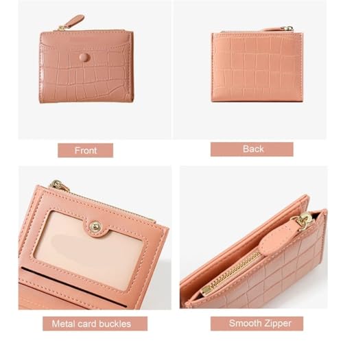 Leather Women's Wallet Portable Double Fold Zero Wallet Holder Multi-Function Simple Women's Wallets Coin Purse(Black)3