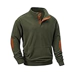 JMIERR Men's Corduroy Sweatshirt Casual Long Sleeve Stand Collar Button Pullover Sweatshirts with Pockets