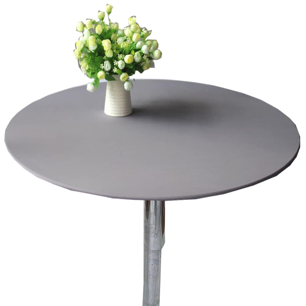 Cozomiz Washable Tablecloth Elastic Edged Tablecloth Wipeable Table Cloth Table Cover for Outdoor, Patio, Kitchen and Dining Room Grey 23" Inch Round
