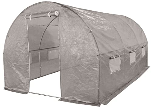 Gewächshaus Foliengewächshaus 2,5x4m mit Stahlfundament - Grau Folientunnel Gewächshaus für Tomaten 2,5x4 mit UV4 - Groß Gewächshäuser Folie 140g/m2- Foliengewächshaus Stabil 250x400 cm - 10m2