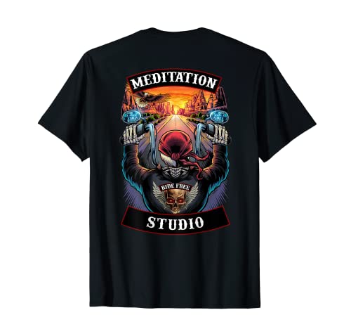 Meditation Studio Moto Biker Skull Maglietta