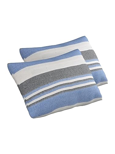 Image of 180 TC Pillow Cover Set of 2 | Pillow Cover Cotton 100% | Pillow Cover Set of 2 King Size | Wrinkle Free & Fade Resistance | Striped Pattern | Standard Size | All Season Use (Multicolor)
