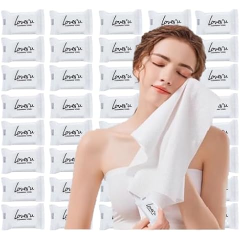 Premium Disposable Washcloths for travel, 40pcs Portable Disposable Pure Cotton Compressed Towels for Face Hand Washing, Thick Large, Reusable Compact, for traveling Camping, Hiking, Backpacking Cover