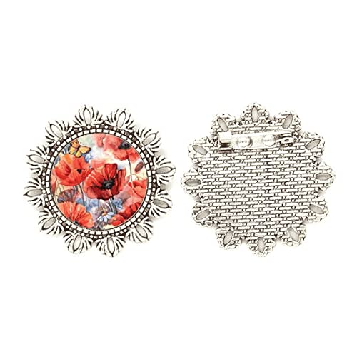 Broche de flores plateado ideal para bodas y eventos en chaquetas medium