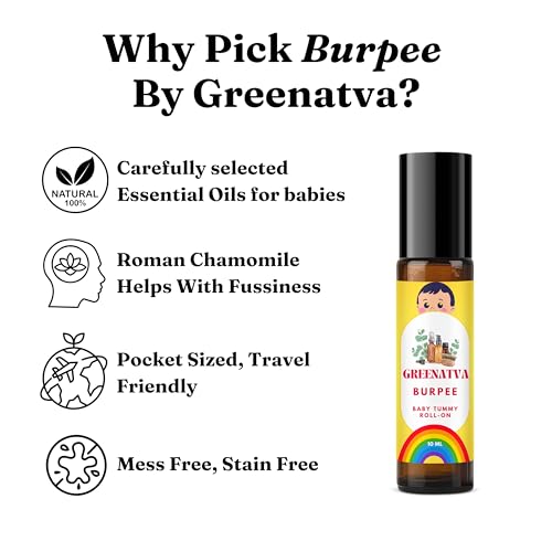 Image of Burpee Tummy Roll On for Baby Colic | 10ml Hing Roll On for New Born Baby 3 Months + | ISO Certified Ayurvedic Plant Based Stomach Gas Relief Roller for Babies & Kids | No Microplastic